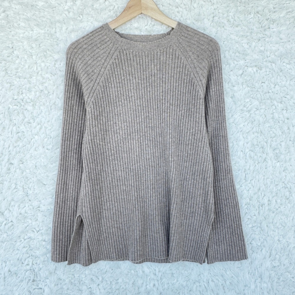 NAP Take a Nap‎ 100% Cashmere Soft Ribbed Knit Crew Neck Sweater XS Beige *READ